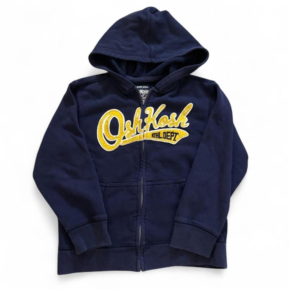 OshKosh Bgosh Kids Navy Blue Embroidered Zip Up Hoodie Y2K Vintage Size 7